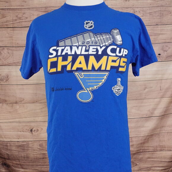 ST LOUIS BLUES NHL HOCKEY 2019 STANLEY CUP CHAMPIONS LOCKER ROOM TSHIRT SZ M - Picture 4 of 7